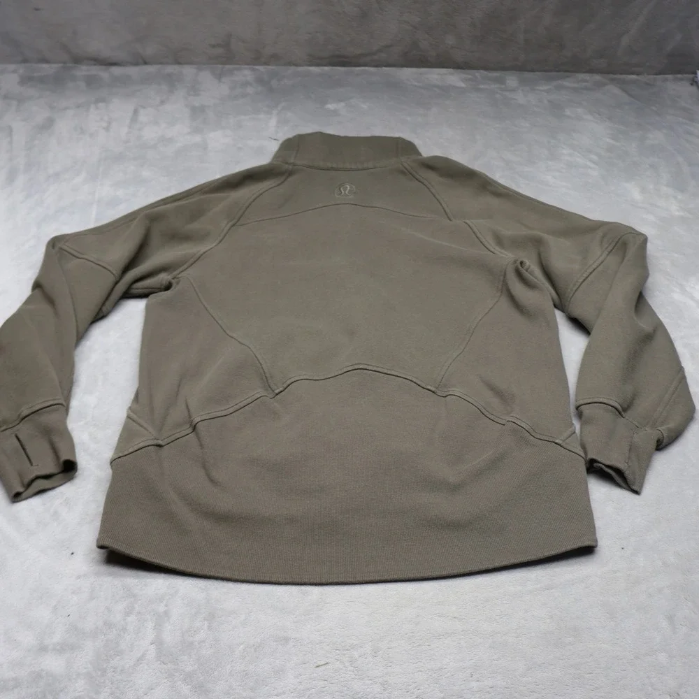 Lululemon Sweatshirt Women XS/S Green Scuba Pullover Ribbed‎ 1/4 Zip Oversized